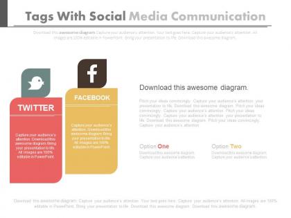 Two tags with social media communication flat powerpoint design