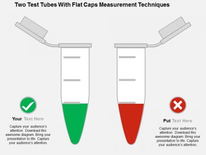 Two test tubes with flat caps measurement techniques flat powerpoint design