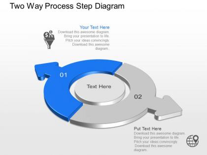 Two way process step diagram powerpoint template slide