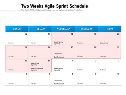 Two weeks agile sprint schedule