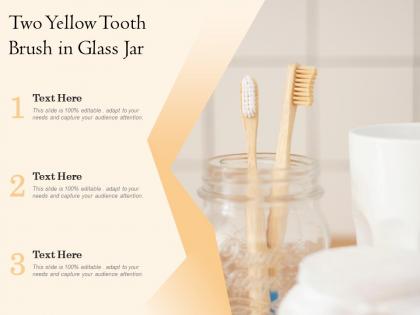 Two yellow tooth brush in glass jar