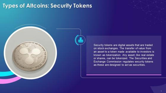 Type Of Alt Coins Security Tokens Training Ppt