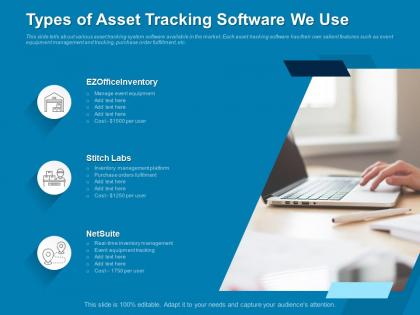 Types of asset tracking software we use equipment ppt powerpoint presentation samples