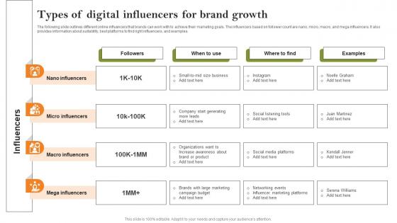 Types Of Digital Influencers For Brand Growth Strategies To Successfully Expand Strategy SS
