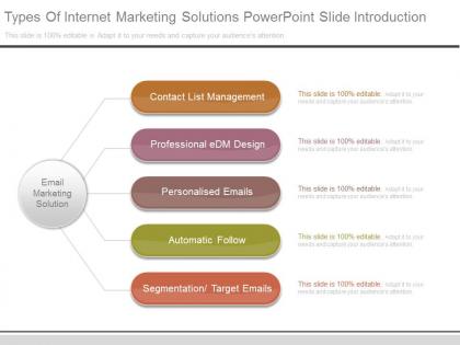 Types of internet marketing solutions powerpoint slide introduction