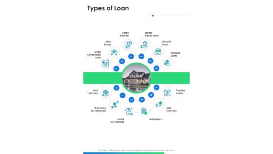Types Of Loan Mortgage Proposal One Pager Sample Example Document