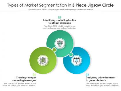 Types of market segmentation in 3 piece jigsaw circle