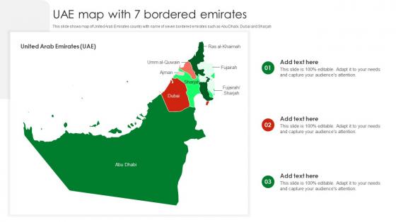 UAE Map With 7 Bordered Emirates