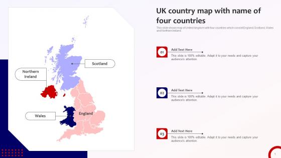 UK Country Map With Name Of Four Countries