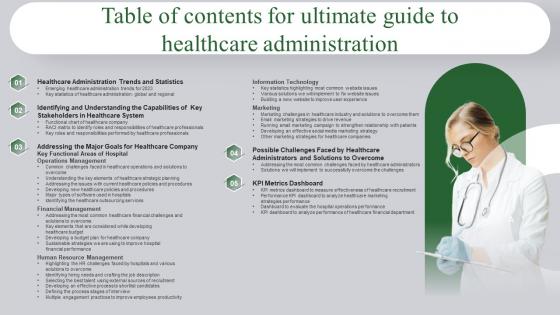 Ultimate Guide To Healthcare Administration Table Of Contents