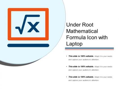 Under root mathematical formula icon with laptop