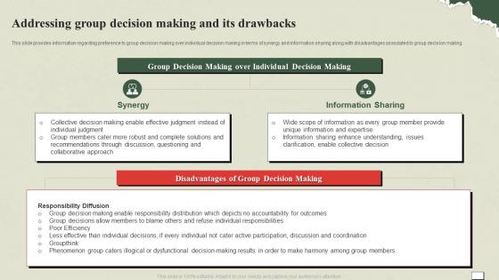 Understanding And Managing Life Addressing Group Decision Making And Its Drawbacks