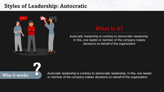 Understanding Autocratic Style Of Leadership Training Ppt
