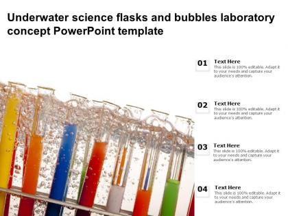 Underwater science flasks and bubbles laboratory concept powerpoint template