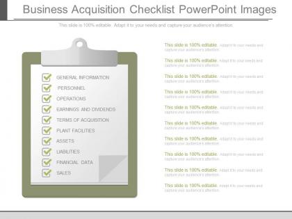 Unique business acquisition checklist powerpoint images