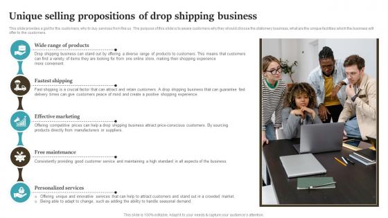 Unique Selling Propositions Of Drop Shipping Business Drop Shipping Start Up BP SS