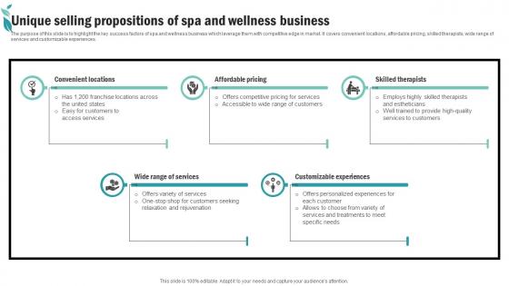 Unique Selling Propositions Of Spa And Wellness Spa Advertising Plan To Promote And Sell Business Strategy SS V