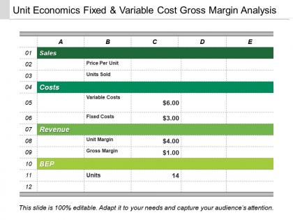 Unit economics fixed and variable cost gross margin analysis
