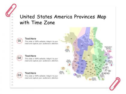 United states america provinces map with time zone