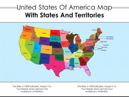 United states of america map with states and territories