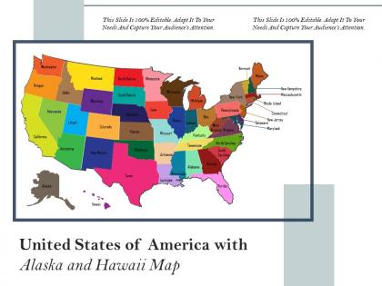 United states of america with alaska and hawaii map