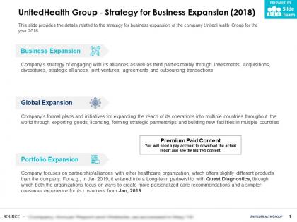 Unitedhealth group strategy for business expansion 2018