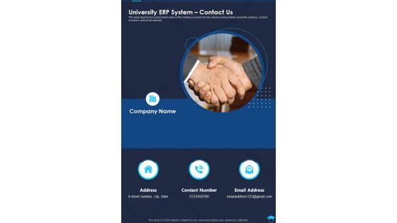 University ERP System Contact Us One Pager Sample Example Document