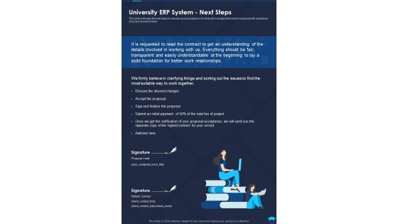 University ERP System Next Steps One Pager Sample Example Document