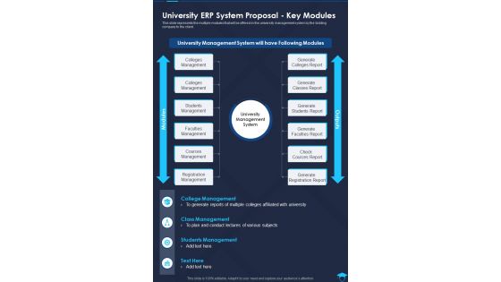 University ERP System Proposal Key Modules One Pager Sample Example Document
