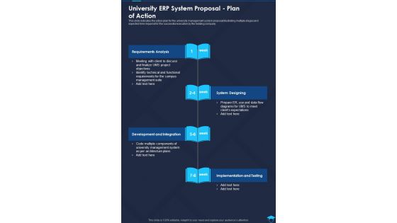 University ERP System Proposal Plan Of Action One Pager Sample Example Document
