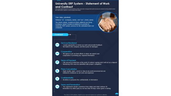 University ERP System Statement Of Work And Contract One Pager Sample Example Document