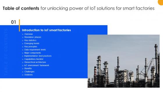 Unlocking Power Of IoT Solutions For Smart Factories For Table Of Contents IoT SS