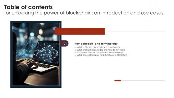 Unlocking The Power Of Blockchain An Introduction Table Of Content BCT SS V