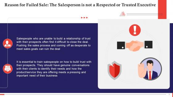 Untrustworthy Executive As A Reason For Failed Sale Training Ppt