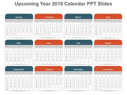 Upcoming year 2018 calendar ppt slides