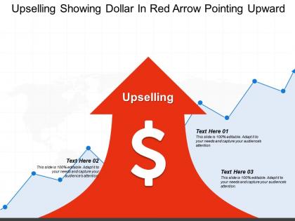 Upselling showing dollar in red arrow pointing upward