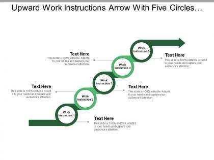 Upward work instructions arrow with five circles and boxes 2