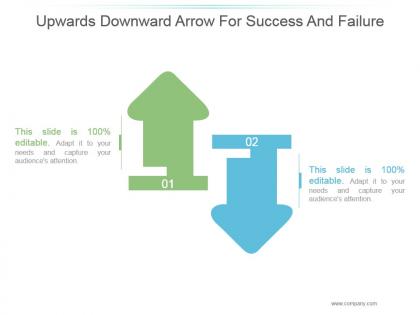Upwards downward arrow for success and failure ppt slides