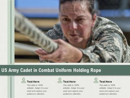 Us army cadet in combat uniform holding rope