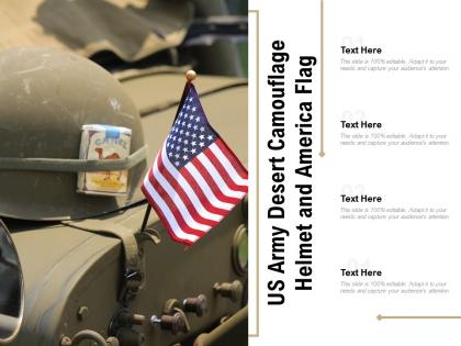Us army desert camouflage helmet and america flag