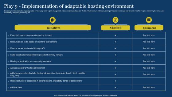 US Digital Services Management Play 9 Implementation Of Adaptable Hosting Environment