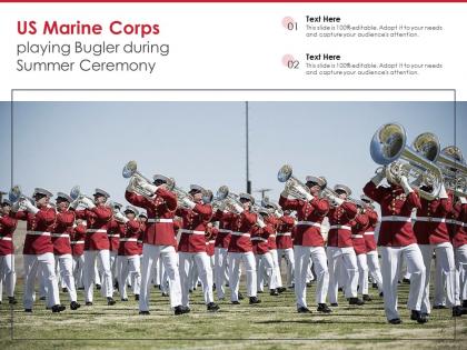 Us marine corps playing bugler during summer ceremony