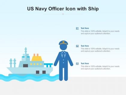 Us navy officer icon with ship