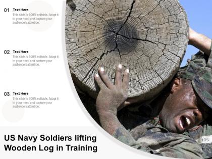 Us navy soldiers lifting wooden log in training