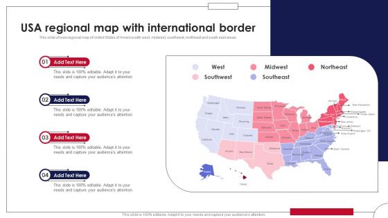 USA Regional Map With International Border