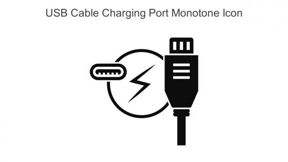 USB Cable Charging Port Monotone Icon In Powerpoint Pptx Png And Editable Eps Format