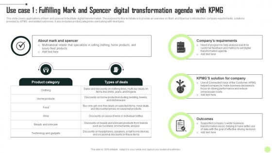 Use Case 1 Fulfilling Mark And Spencer KPMG Operational And Marketing Strategy SS V