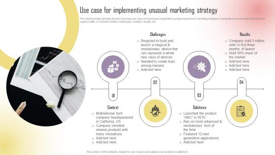 Use Case For Implementing Unusual Marketing Strategy Boosting Campaign Reach MKT SS V