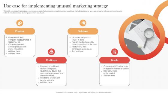 Use Case For Implementing Unusual Marketing Strategy Streamlined Buzz Marketing Techniques MKT SS V