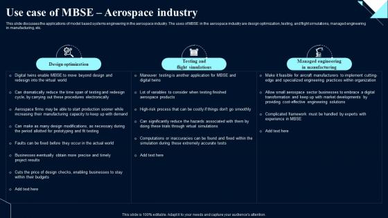 Use Case Of MBSE Aerospace Industry System Design Optimization Systems Engineering MBSE